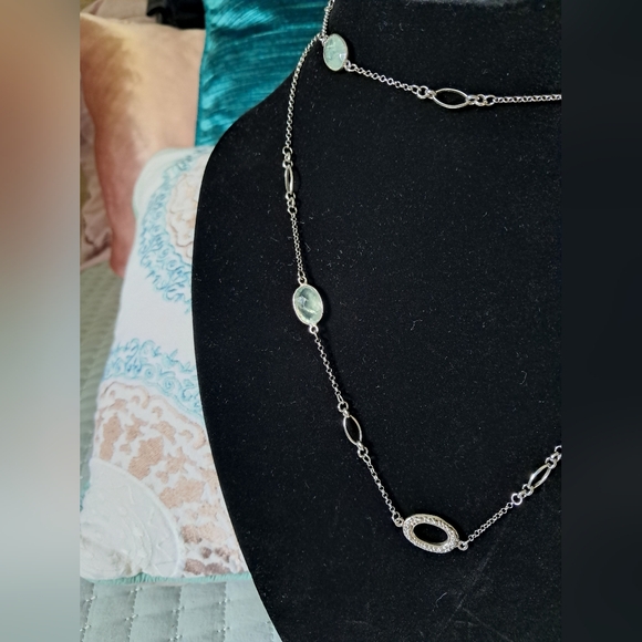 Vintage Sterling Silver Coldwater Creek Sea Green Chalcedony Designer Necklace - Picture 5 of 9